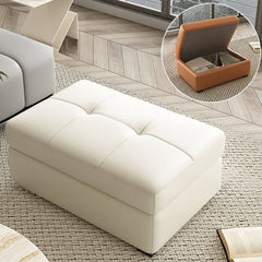 Stylish amber colored storage ottoman with legs