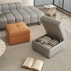 Modern storage ottoman with faux leather material