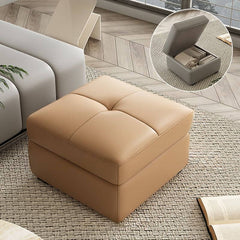 Stylish amber colored storage ottoman with legs