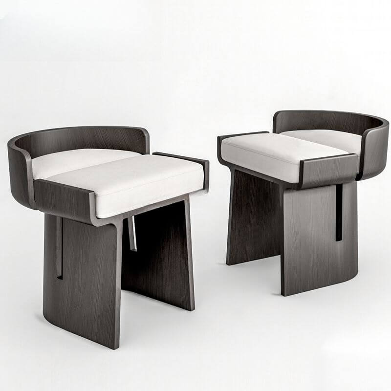 Casual Solid Color Utility Stool with White Upholstery on a Pedestal Base, Upholstered Seat and Back Secondary image