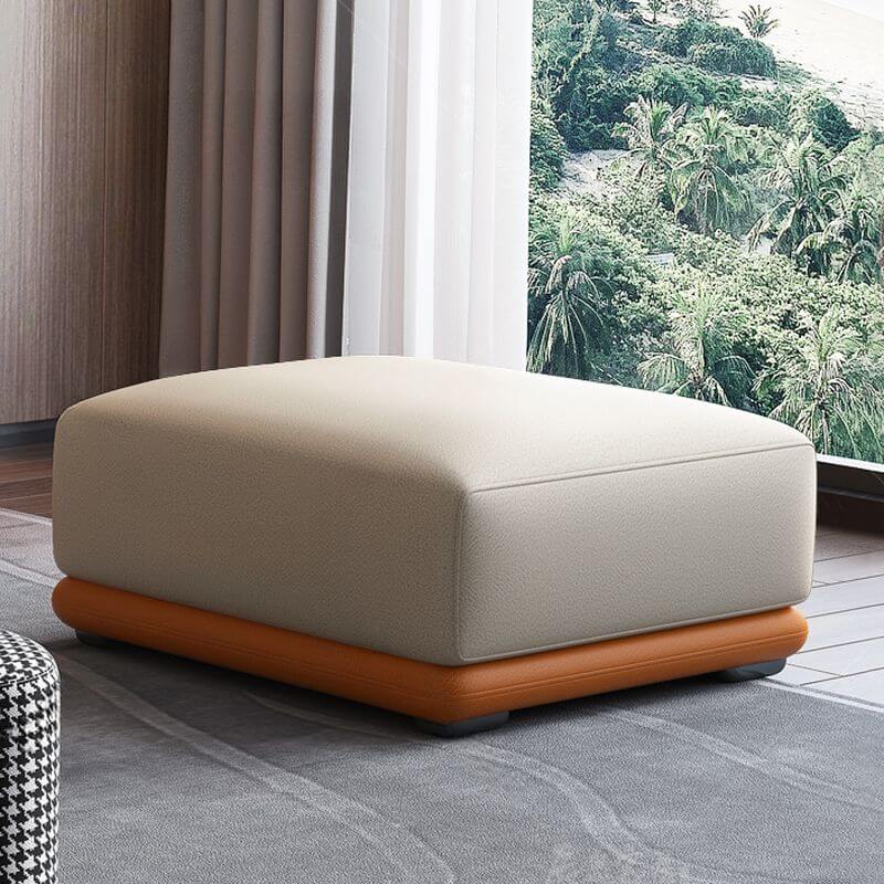 インク/アイボリーの張り地の座面を施したカジュアルなソリッドカラーバニティスツール、脚付き サブ画像