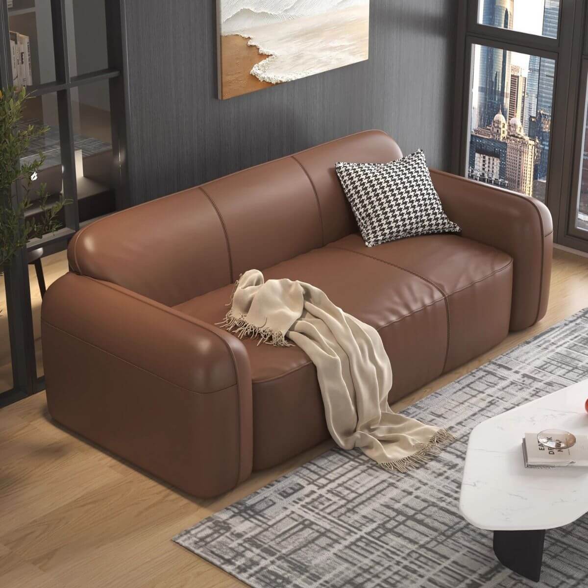 Casual black sofa in a modern living room メイン画像