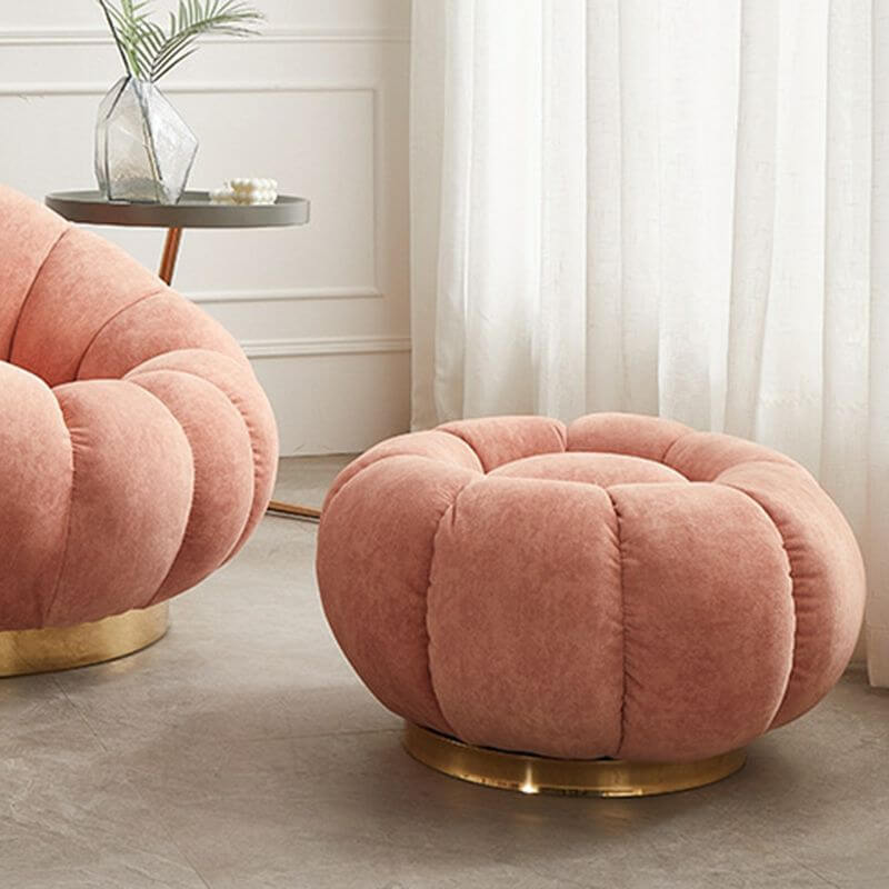 Pink Casual Sponge Round Footstool