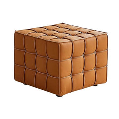 Wood frame ottoman with sponge seat fill