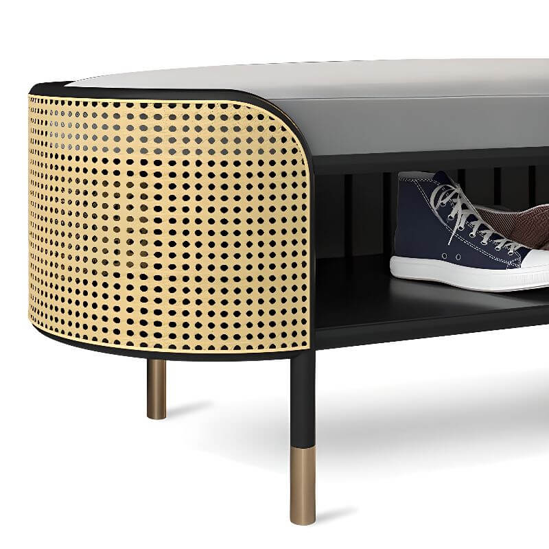 Casual Upholstered Solid Color Indoor Sitting Bench with Locker Storage and Cushioned Seat Secondary image