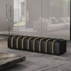 Casual Upholstered Solid Color Padded Accent Bench in Dark Gray