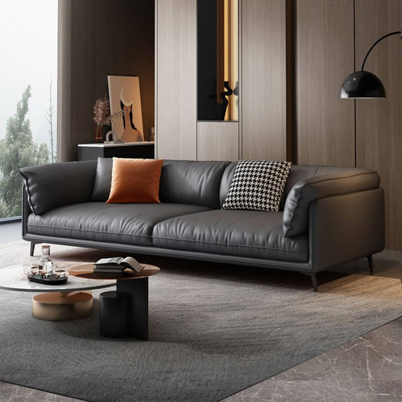 Water resistant sofa couch in grey and citrus for flexible seating