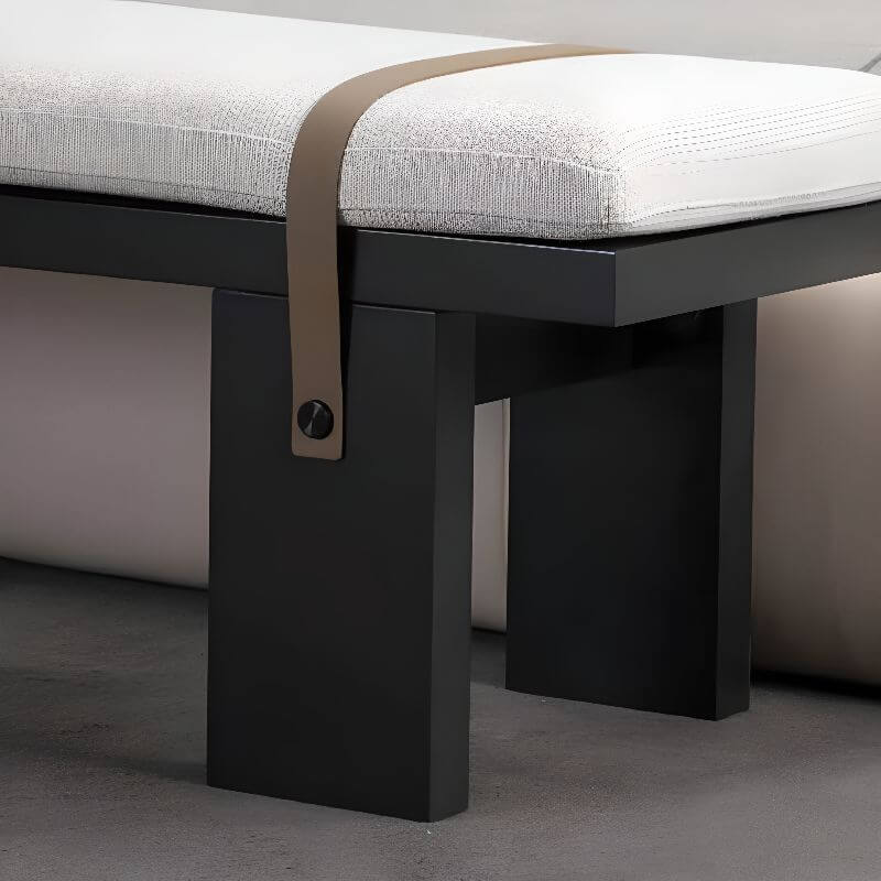 Elegant white bedroom bench at the foot of a bed