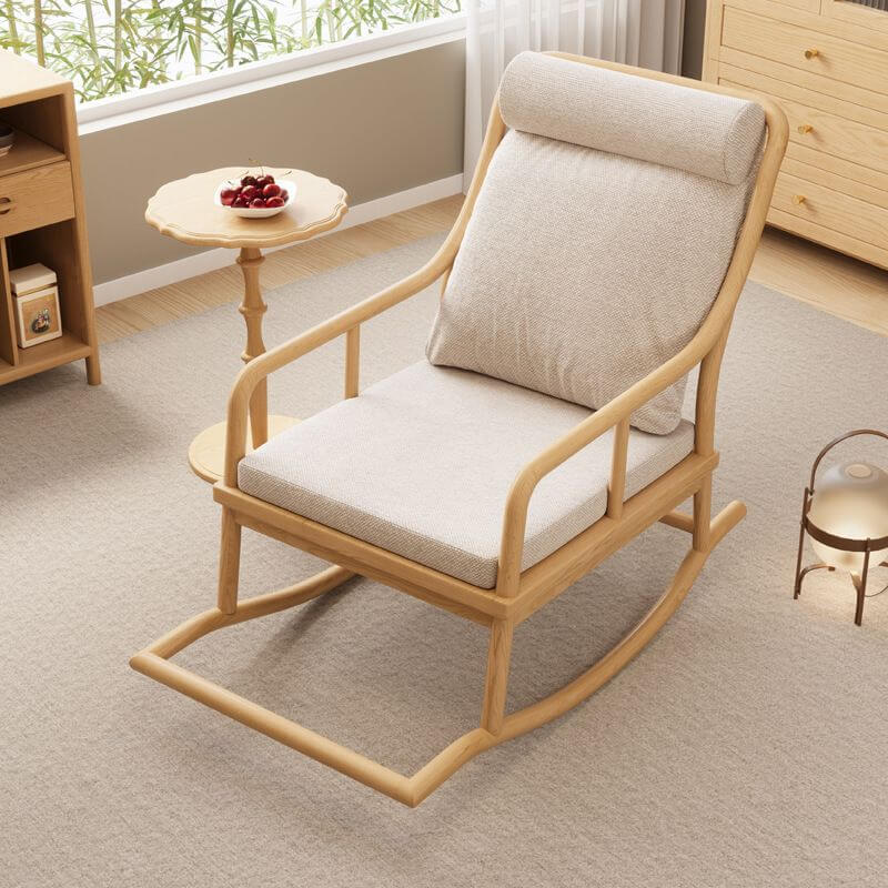 Casual Wooden Front Porch Rocking Chairs with Rear Back and Stationary ...