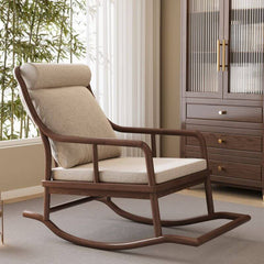 cherry wood rocking chair outdoors