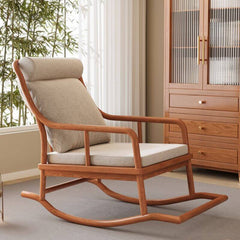 natural finish rocking chair on patio