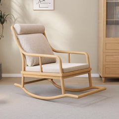 natural finish rocking chair on patio