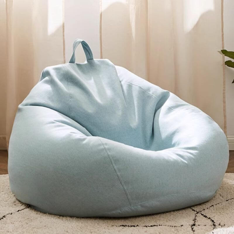 Cerulean lemon gray bean bag chair in living room