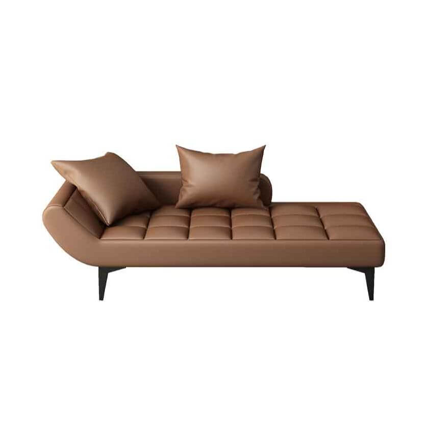 Genuine leather chaise lounge with solid wood frame