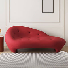 Left-Arm Chaise Lounge Chair in Red Upholstery