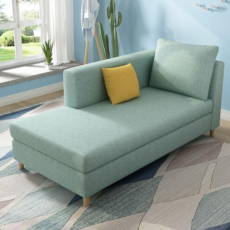 ソリッドカラーパターンのシェーズラウンジアクセントチェア、過剰に詰められた生地、右腕向き、フォームシート、スクエアアーム、そしてピロー、自立型 サブ画像