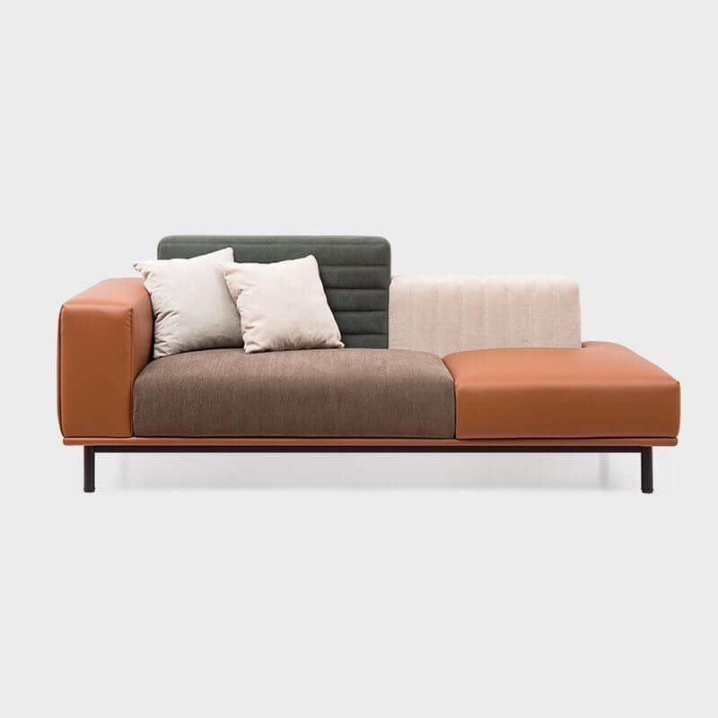 Black legs of chaise lounge loveseat