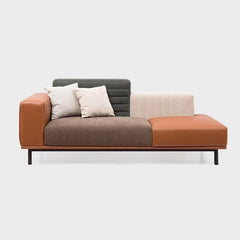 Black legs of chaise lounge loveseat