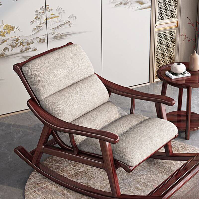 Chalk Contemporary Upholstered Rocking Chair, Padded with Track Arm Secondary image