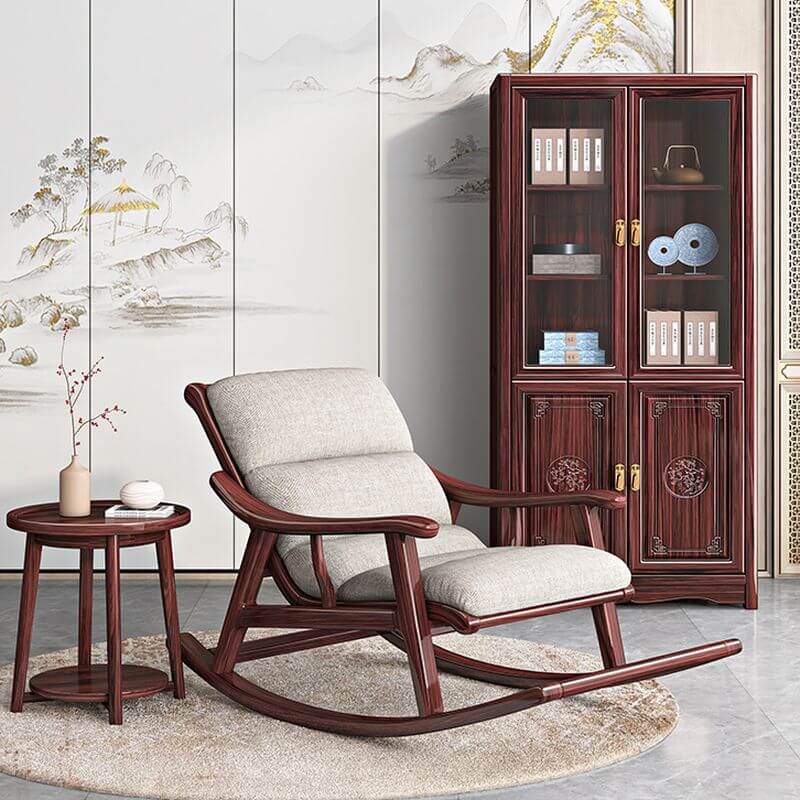 Modern white rocking chair with track arm Main image