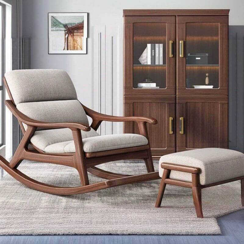 Chalk Natural Wood Rocking Armchair Main image