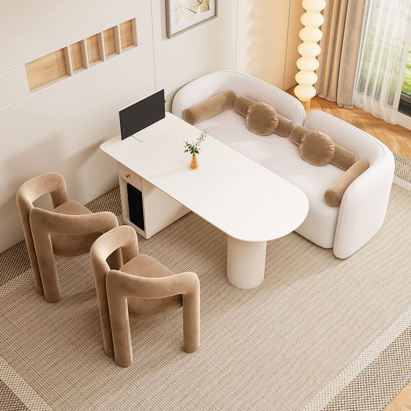 أريكة ستاندرد باللون الطباشيري مع مسند و 6 وسائد Secondary image