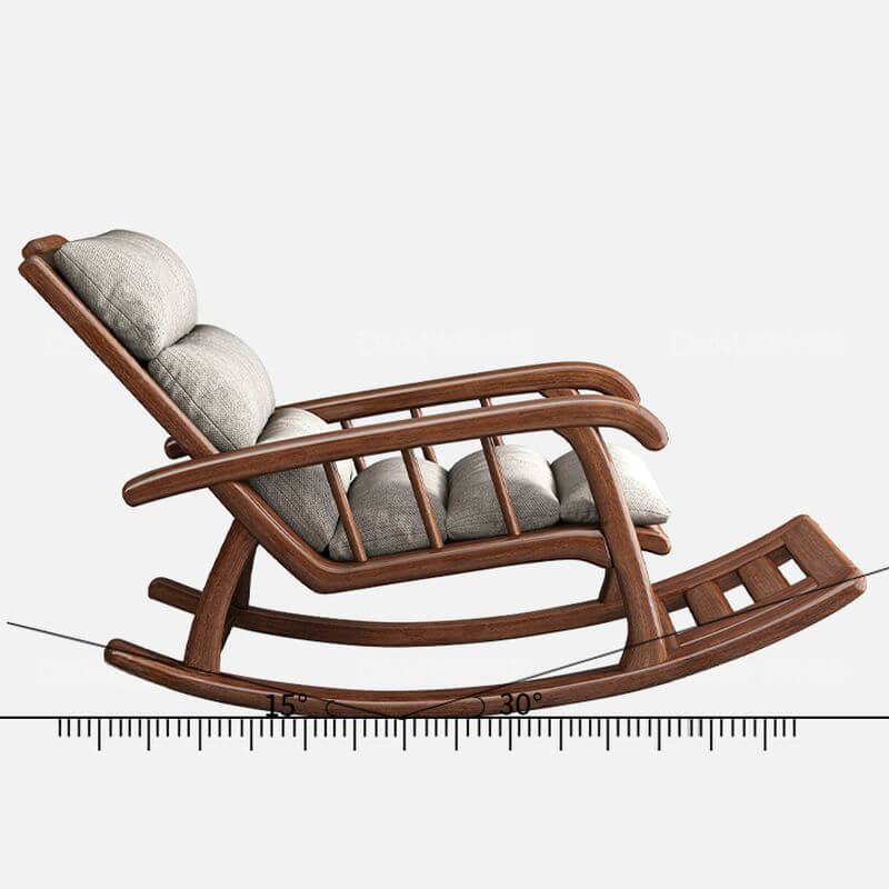 Chalk/Auburn Ergonomic Rocking Reading Chair with Solid Wood