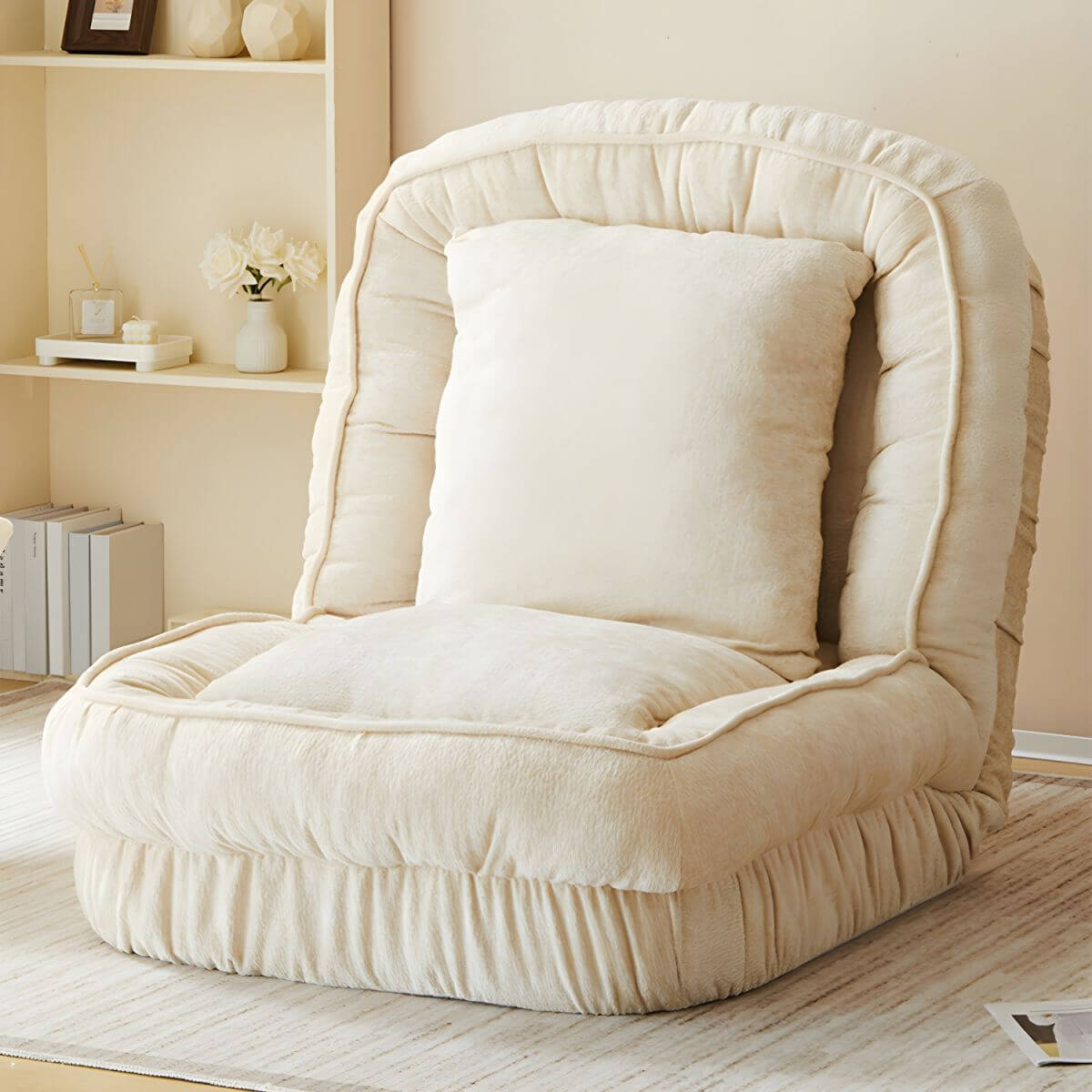 Chenille Bean Bag Lounger in White color Image principale du produit