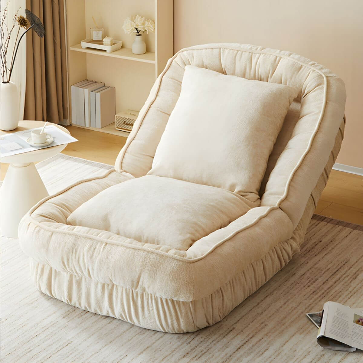 Chenille Bean Bag Lounger en style surdimensionné avec rembourrage en éponge pour un confort supplémentaire Image secondaire du produit