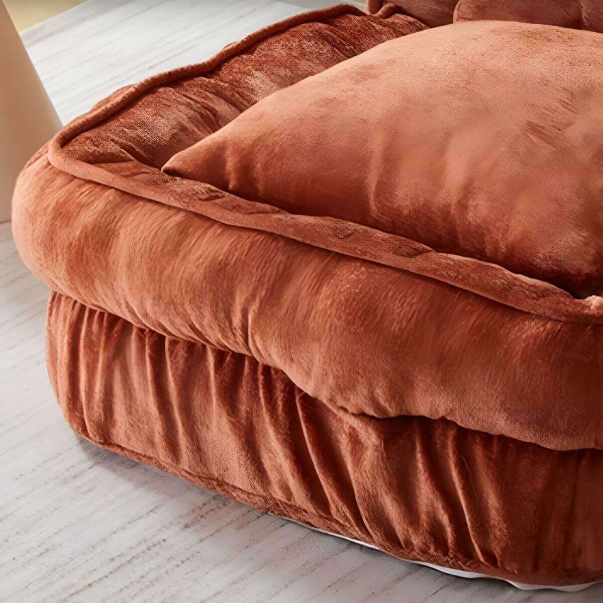 Chenille Bean Bag Lounger in Orange Red color