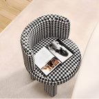 Houndstooth Pattern Vanity Stool