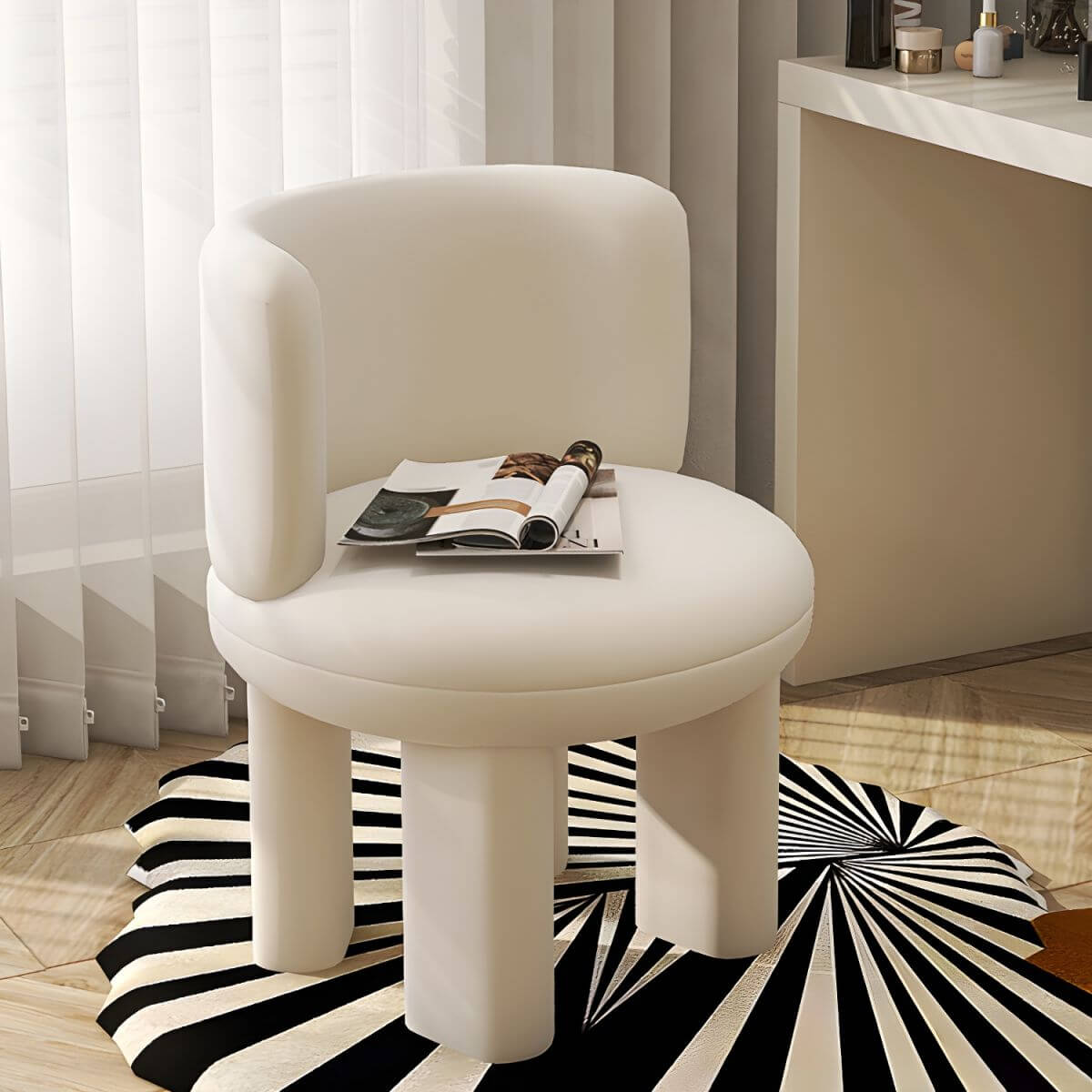 Black Modern Vanity Stool for Dressing Table