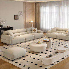 Contemporary drawing room featuring chic sofa