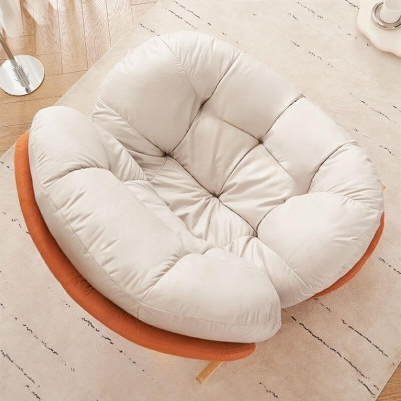 Chic Upholstered Small Rocking Chair in Natural Wood with Tufted Back and Stylish Modern Design Secondary image