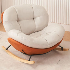 Beige and coffee upholstered rocking chair