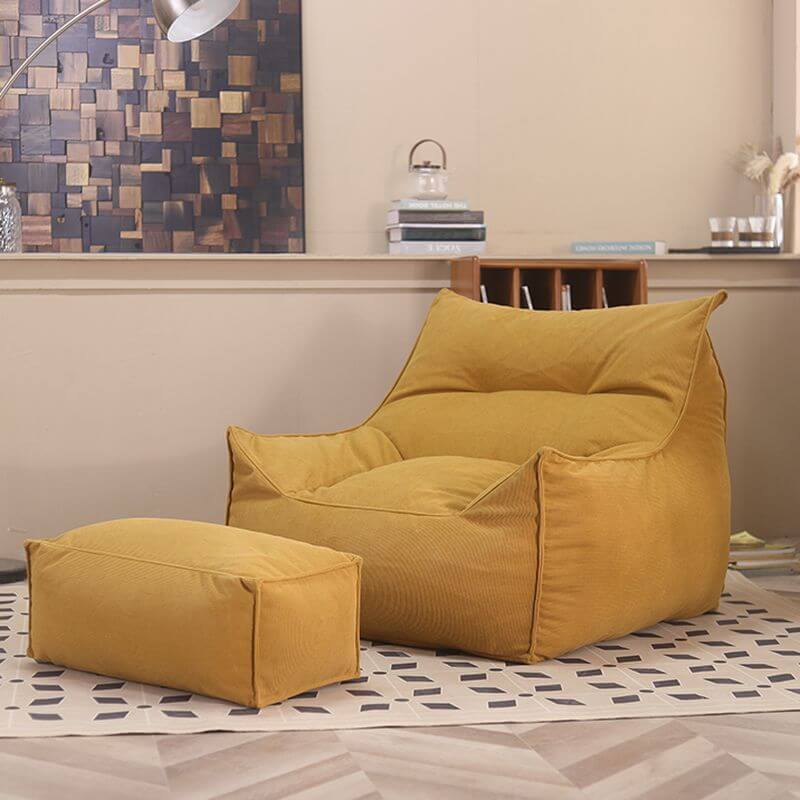 Circline bean bag set with armrest in yellow