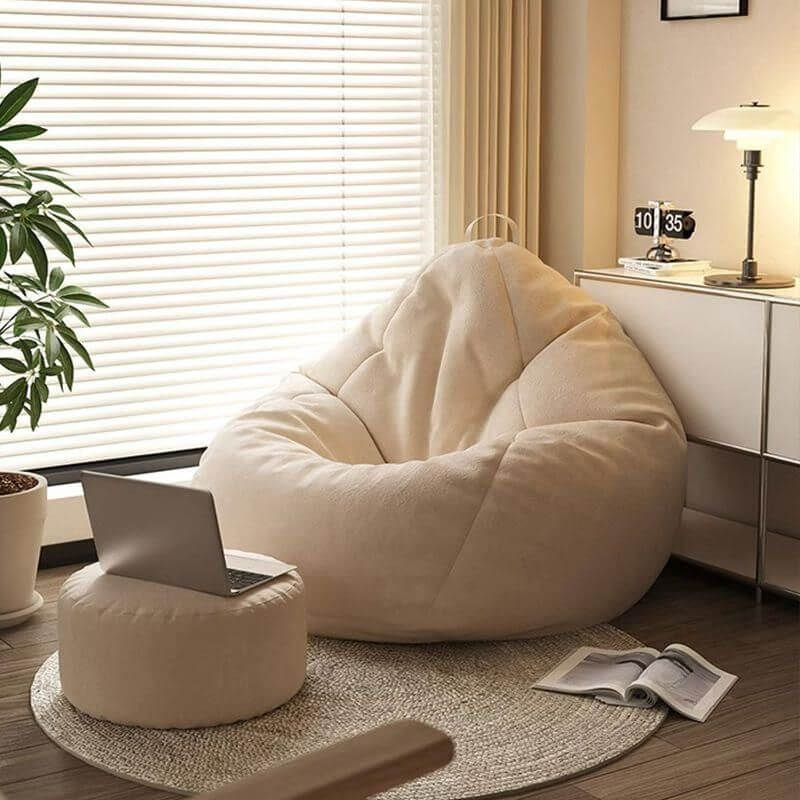 Classic Bean Bag Ottoman in Light Gray