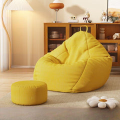 Classic Bean Bag Ottoman Next to a Sofa