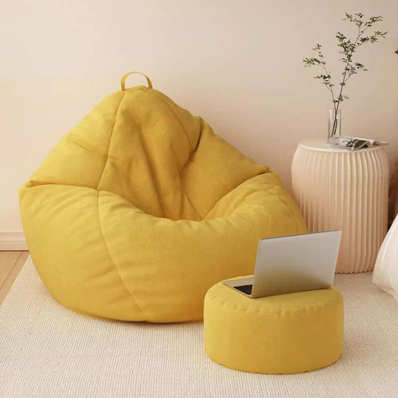 Yellow Classic Bean Bag Ottoman for Kids Room