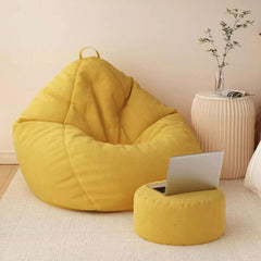 Yellow Classic Bean Bag Ottoman for Kids Room