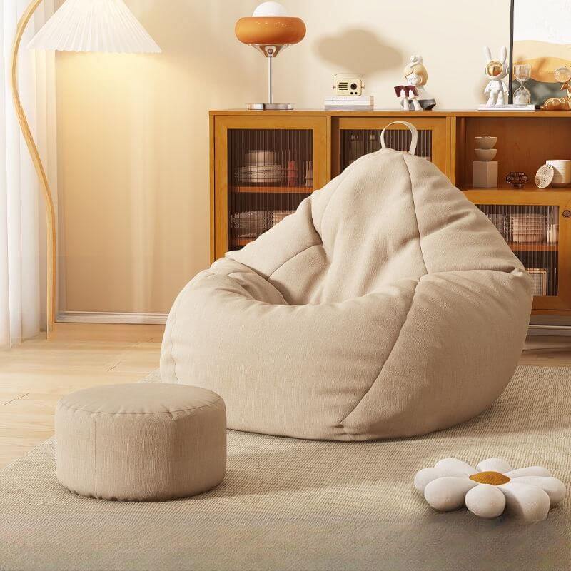 Classic Bean Bag Ottoman in Light Gray