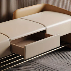 Chic Leather Bench with Ivory Accents