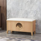 Classic rectangle shaped storage ottoman in gray cotton