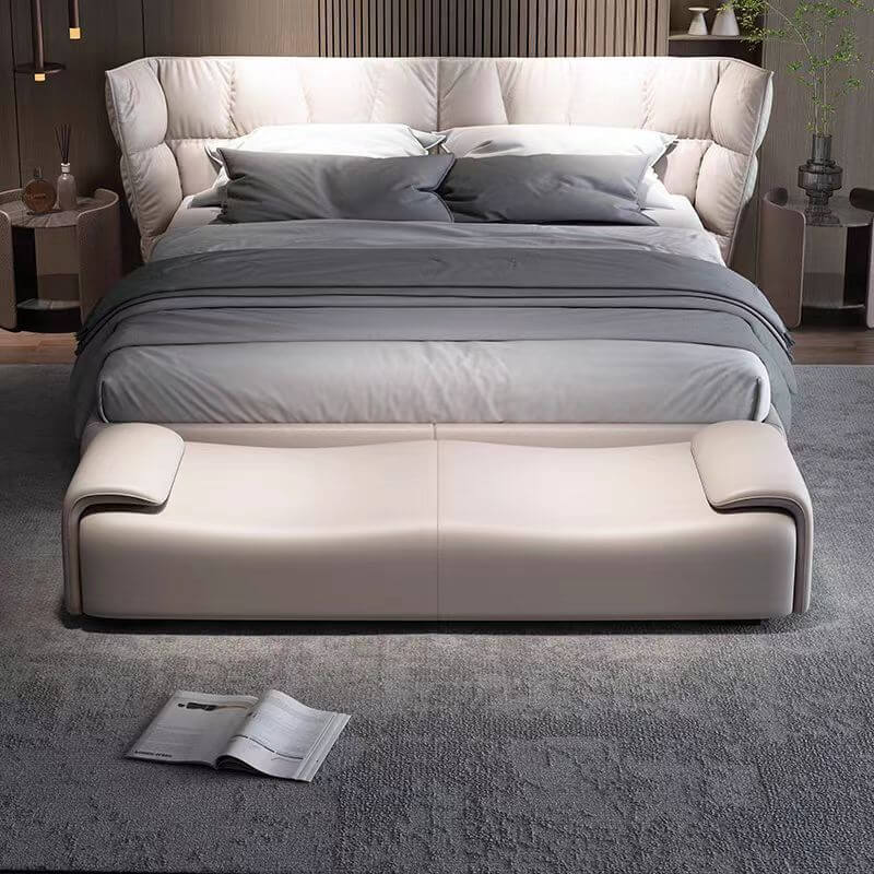 Elegant orange upholstered bedroom bench