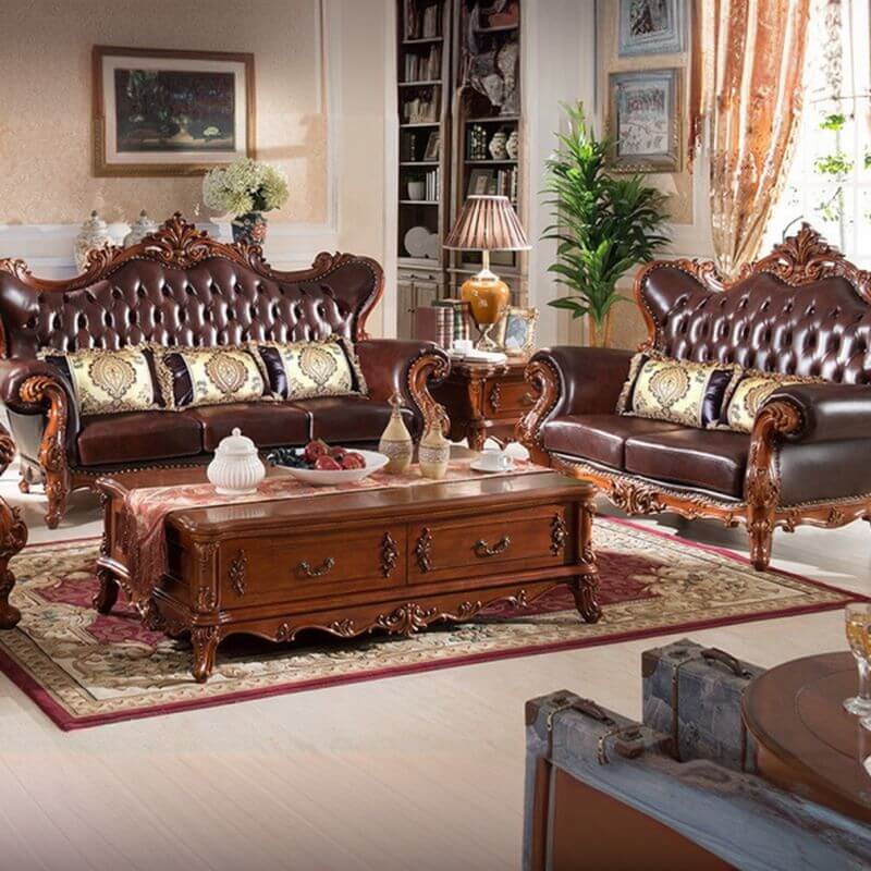 クラシシストスタンダードソファ/シングルソファ セルリアン/ライムグリーン/ブラウン アーム付き、ネイルヘッドデザイン、1/3/4クッション サブ画像