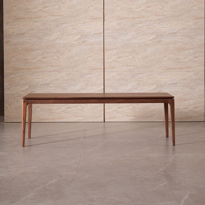 Close-up of walnut wood texture on mudroom bench