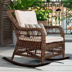 Cocoa Craftsman rocking chair with outdoor decor