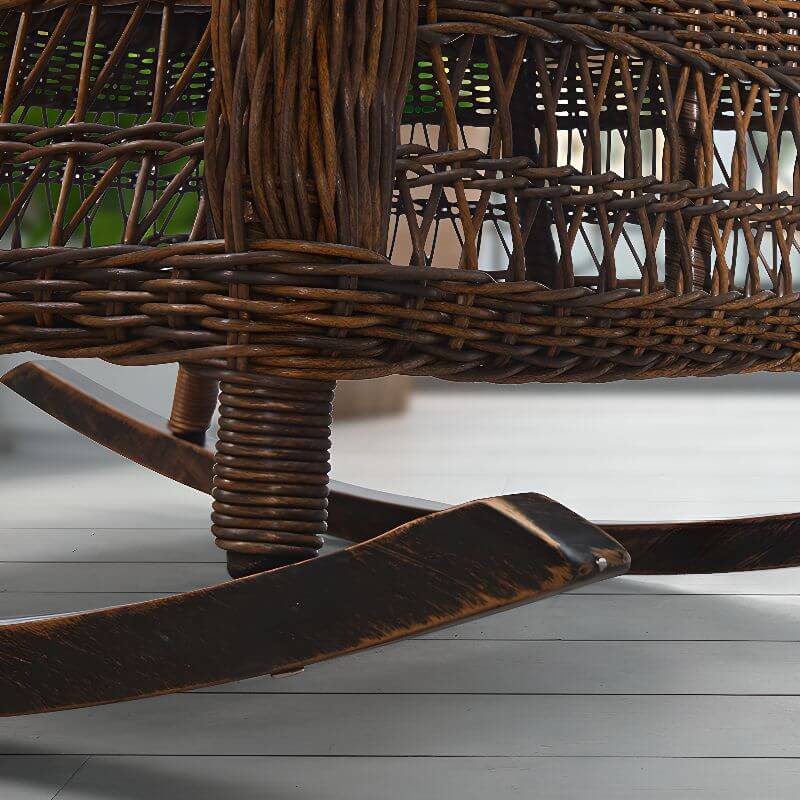 Cocoa Craftsman Korb-Schaukelstühle für die Veranda mit abnehmbarem Kissenbezug Zweitbild