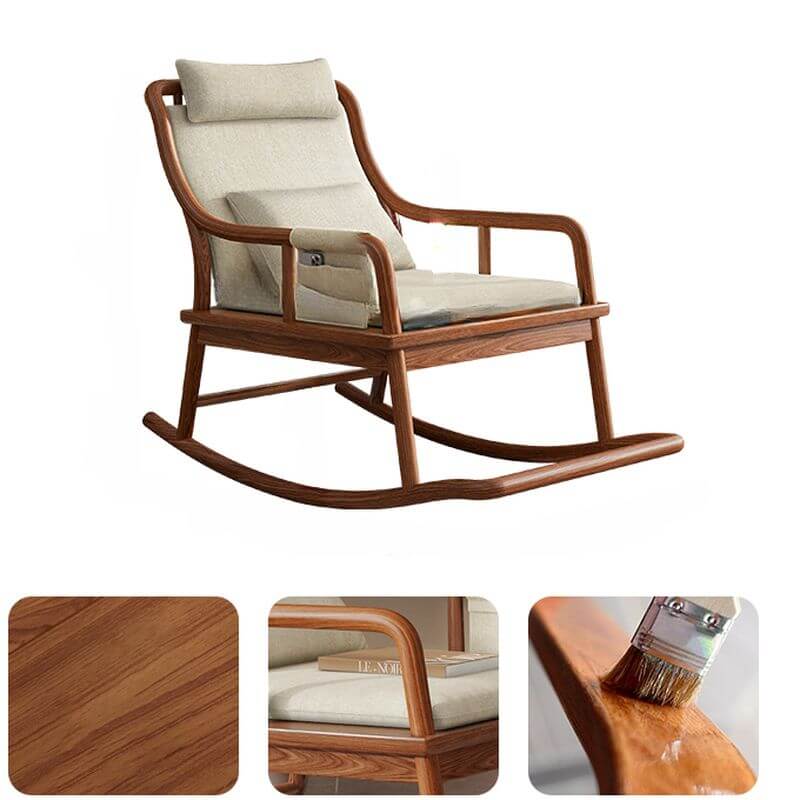 Natural wood rocking chair with soothing motion