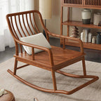 Cocoa Natural Wood Rocking Chair with Ottoman, 3 Pillows, and Separable Pillowcase